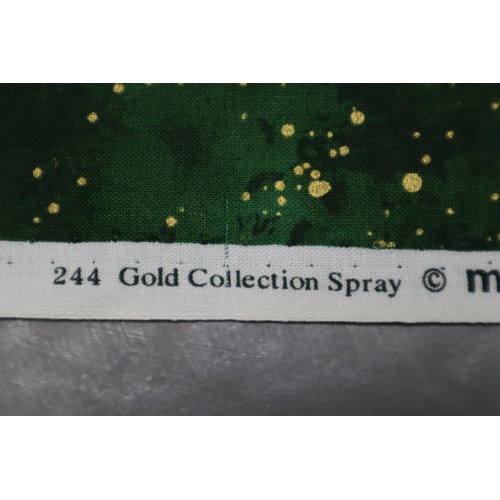 482 - Approx 6mtrs of Multi Coloured Green and Gold Spray Patterned Quality Fabric