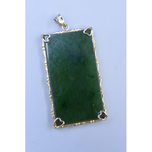 1 - Silver and Jade Chinese (Fortune, Prosperity, Longevity) Pendant