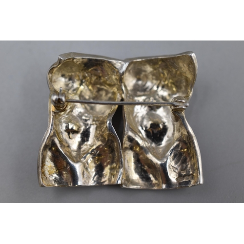 2 - Hallmarked Birmingham Silver Double Torso Brooch by Penny Price Complete with Presentation Box