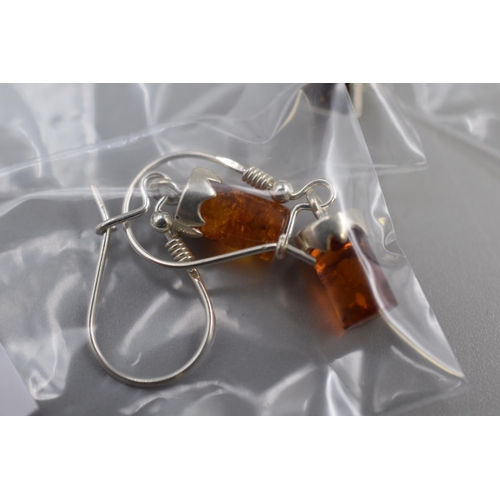 58 - Three Pairs of Silver 925 Amber Earrings