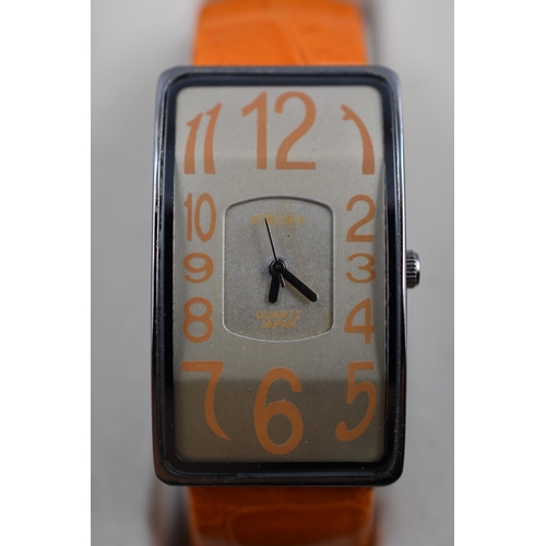 62 - Retro Style Quartz Watch with Orange Strap in Box