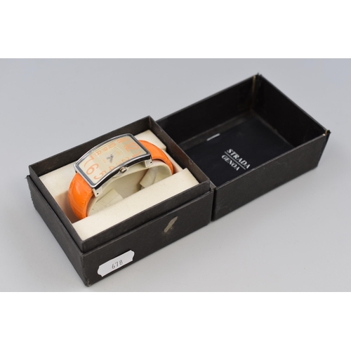 62 - Retro Style Quartz Watch with Orange Strap in Box