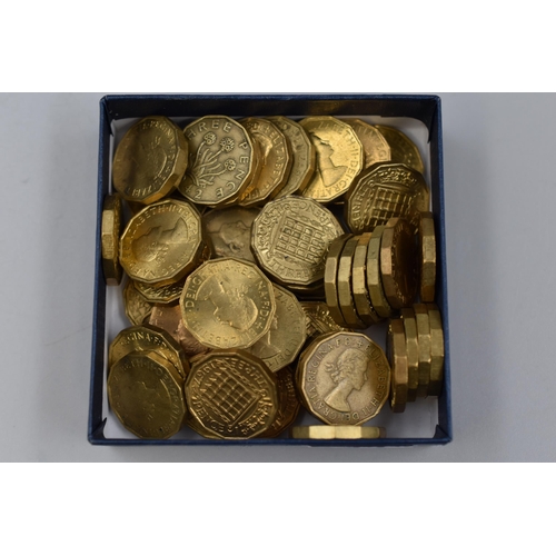 101 - Selection of 50 Brass Three Pence Coins