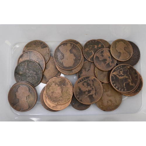 113 - Selection of Victoria Bun Head Copper Pennies and Half Pennies