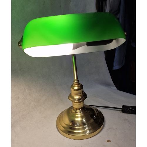 269 - Traditional Style Desk Lamp Brass With Green Shade Fully Working .