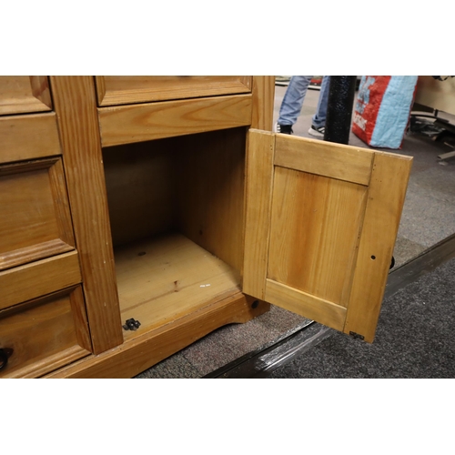 604 - Modern Decorative Solid Pine Five Drawer Two Cupboard Sideboard Unit a good solid piece of furniture... 