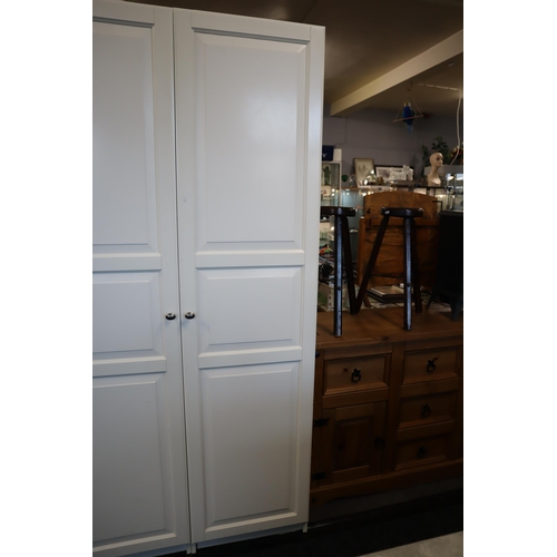 611 - Modern Matt White Single Wardrobe with Adjustable Shelf Storage and Hanging Rails dressed with Brush... 