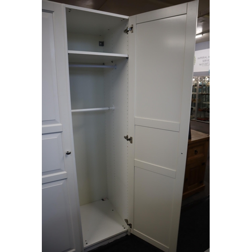 611 - Modern Matt White Single Wardrobe with Adjustable Shelf Storage and Hanging Rails dressed with Brush... 