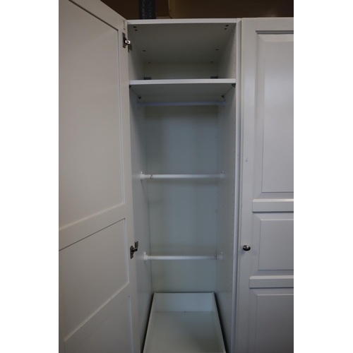 612 - Modern Matt White Single Wardrobe with Adjustable Shelf Storage and Hanging Rails and Drawer (drawer... 