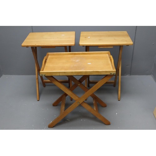 614 - Three Folding Wooden Tables To Include Pair of Tables and Removable Tray Table. Pair of Tables Are A... 