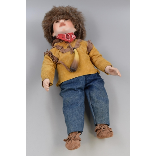 301 - Vintage Porcelain 1991 Kathy Barry Hippensteel David Crockett Doll (17”)