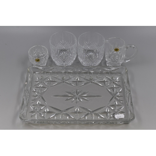 181 - Tyrone Full Lead Crystal Jug and Bowl Set with a Pair of Heavy Crystal Whisky Glasses and Pressed Gl... 