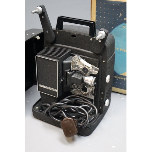 627 - A Bell & Howell 256EX 8mm Movie Projector, With Halinamat Slide Projector, And Powder Blue Foldi... 