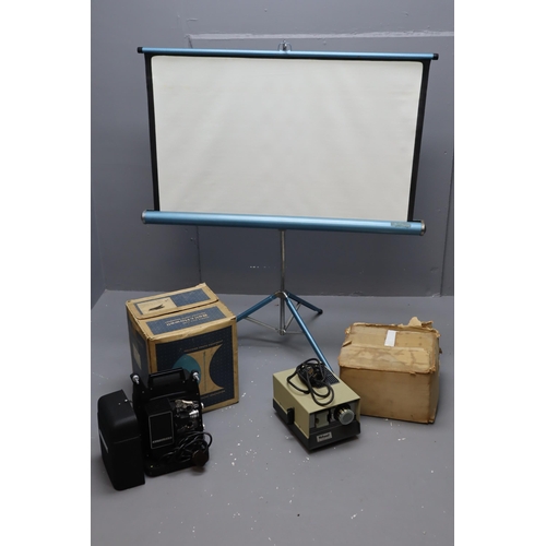 627 - A Bell & Howell 256EX 8mm Movie Projector, With Halinamat Slide Projector, And Powder Blue Foldi... 