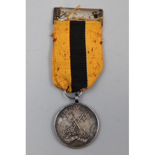 191 - Hallmarked Birmingham Silver Securicor Medal with Ribbon