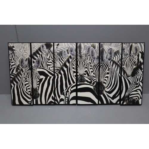 311 - Decorative Six Section Wall Hanging panorama Picture of Zebra's entitled 