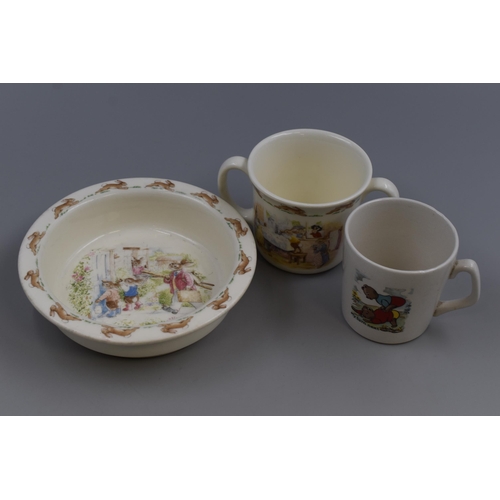 201 - Royal Doulton Bunnykins Bowl and two Handled Mug with a Childrens Mug