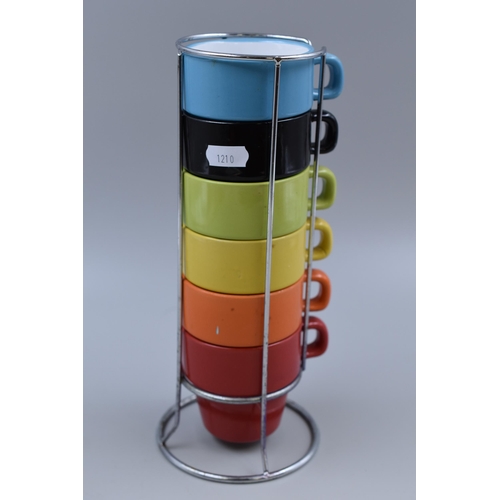 312 - Mug Stand with a Set of Colourful Coffee Mugs