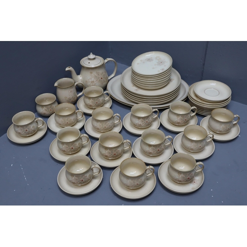 316 - Large Collection of Denby Maplewood Stoneware, 55 Pieces. Includes Tea Pot, Creamer, Sugar Bowl, 5 D... 