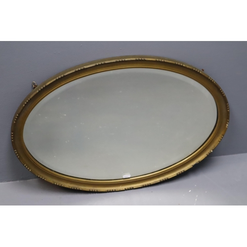 319 - Antique Oval Framed Bevelled Edged Mirror with Wooden Back (Plaster Frame a/f) 27