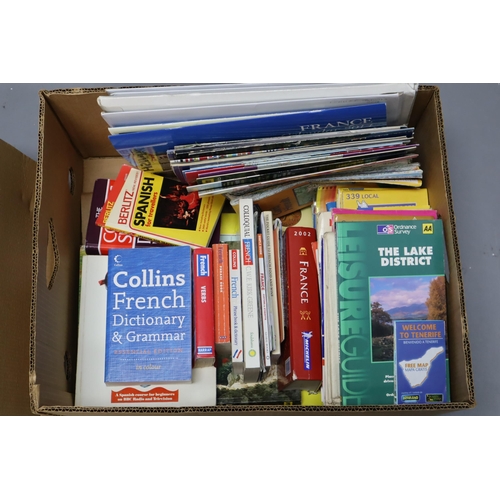 636 - Three Boxes includes a Large Selection of Mainly France Related Books, Magazines and Maps, also incl... 