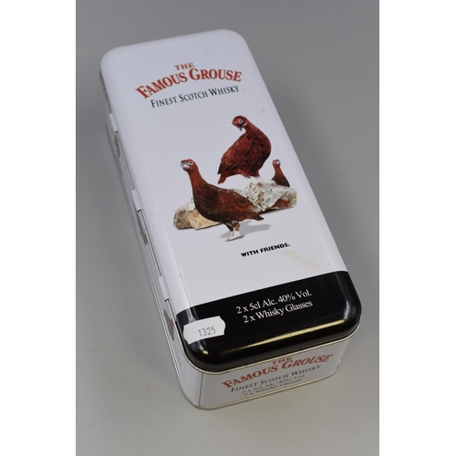 220 - Two Sealed 5cl Bottles of The Famous Grouse Stcotch Whisky in Presentation Tin with 2 Glasses