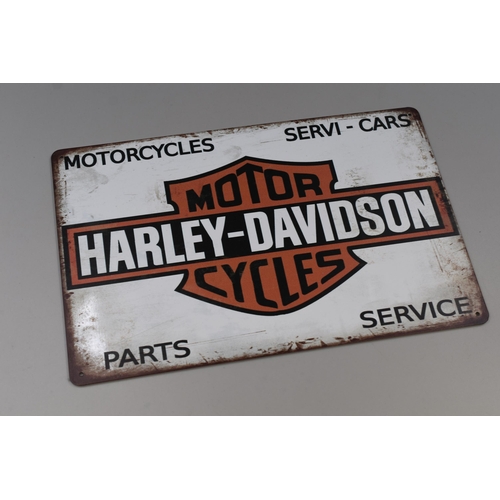 329 - Vintage Style Harley-Davidson Parts and Service Tin Plate Sign with pre-drilled hanging holes approx... 