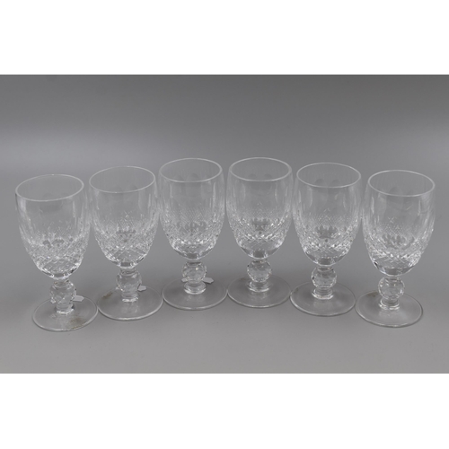 221 - Set of 6 Waterford Crystal Claret / Sherry Glasses