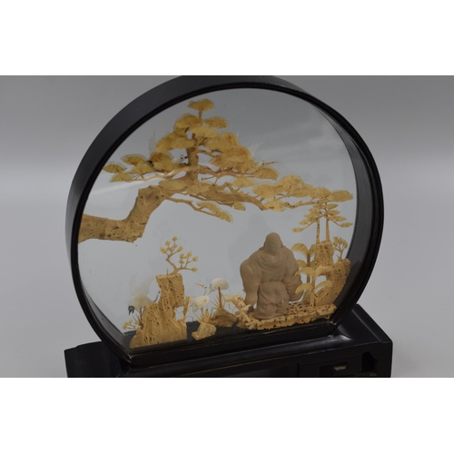 225 - Chinese Buddhist Cork Diorama in Ebony Mount (9