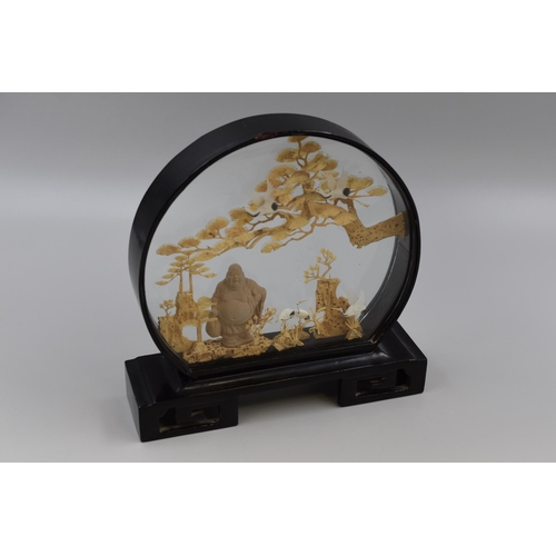 225 - Chinese Buddhist Cork Diorama in Ebony Mount (9