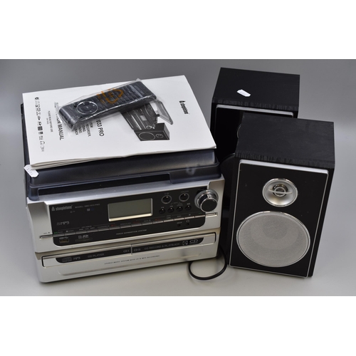 641 - A Steepletone 6-In-1 Music System (SMC1033 Pro) With Intrustions, Remote and Speaker. Powers on When... 