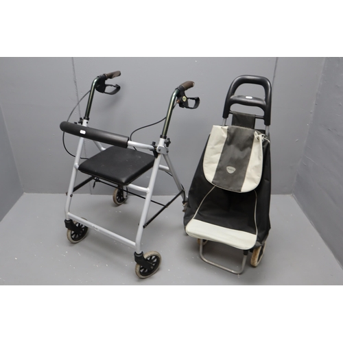 643 - Days Folding Mobility Walker with Adjustable Handles with Hoppa Shopping Trolley