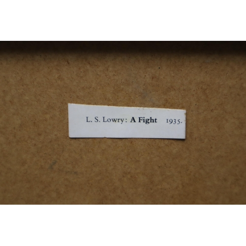 334 - A Framed and Glazed L.S Lowry Print Titled ‘A Fight’, Approx 15.5”x12”