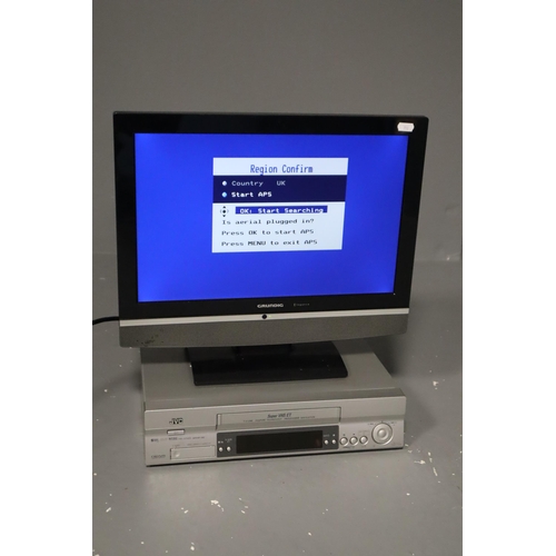 650 - A Grundig Elegance 19” LCD TV, With A JVC Super VHS ET (HR-S7955), Both Power on When Tested