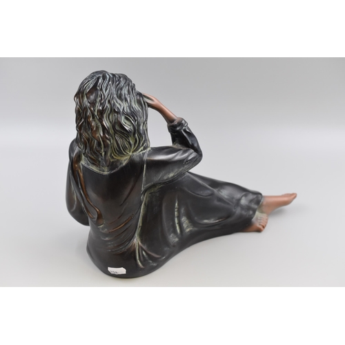 228 - Large Bronze Effect Terracotta Female Statue at Rest approx 15