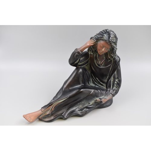 228 - Large Bronze Effect Terracotta Female Statue at Rest approx 15