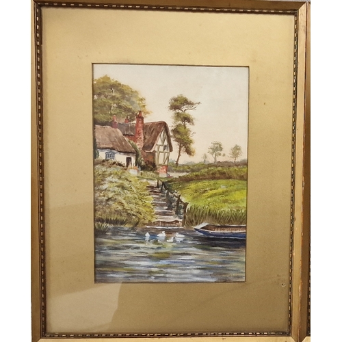 338 - Two Antique Gilt Framed and Glazed Paintings Dated 1922 by Newsholme. 30 x 39cm Frames