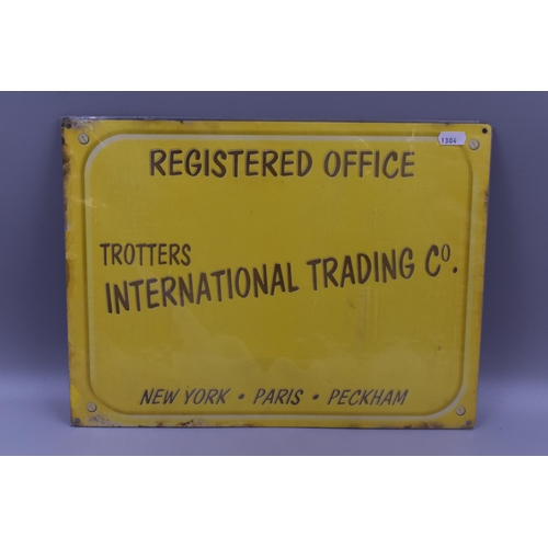 339 - Vintage Style Tin Plate Trotters International Trading Co Wall Plaque approx 15