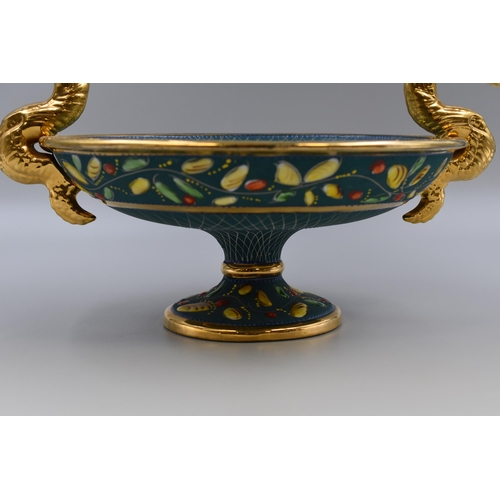 237 - H. Bequet Quaregnon - bowl with hand-painted bird motifs and dragons (13