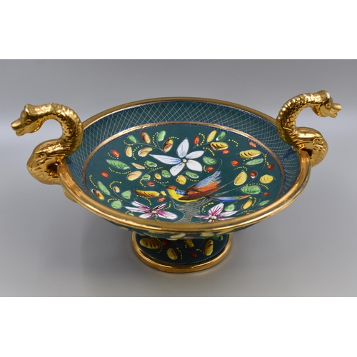 237 - H. Bequet Quaregnon - bowl with hand-painted bird motifs and dragons (13