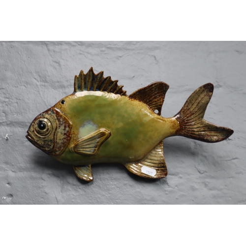 253 - Glazed Stoneware Wall Hanging Fish (13.5”)