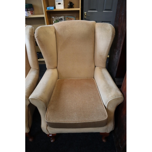 661 - Pair of Vintage Wing Backed Fireside Chairs with Fabric Cover