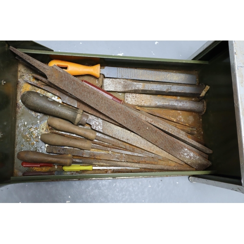 662 - Collection of Various Wood Files in a Storage Drawer Unit