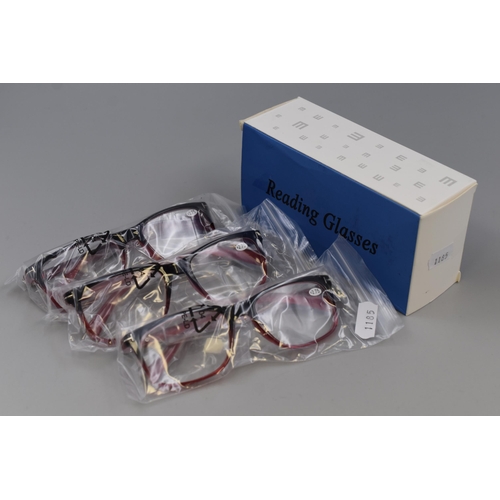 359 - Three Pairs of New Reading Glasses (+2.75) with Cases and Wipes