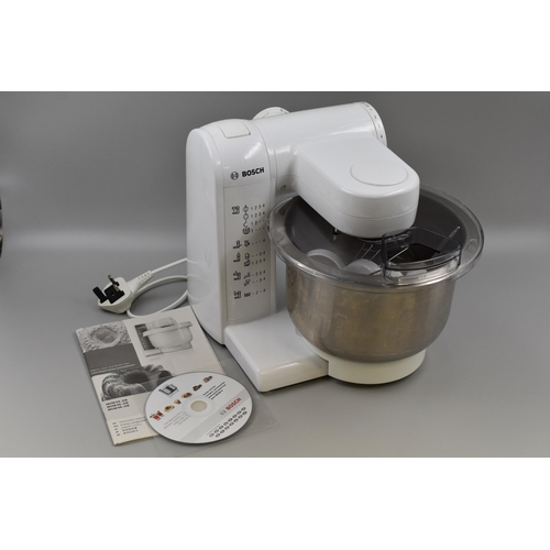 489 - Bosch Multi Speed Mixer Complete with Stainless Steel Bowl, Attachments and Instruction Booklet (Wor... 