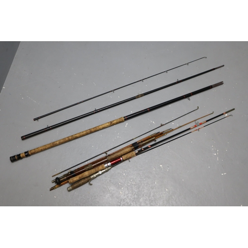 679 - A Selection of Fishing Rods To Include Daiwa Harrier Mk II, Couriette, And Others