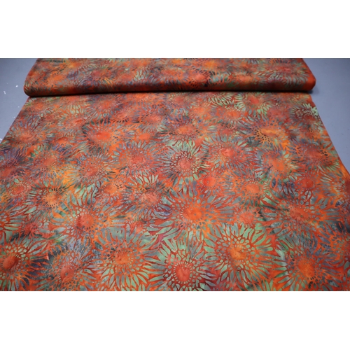 514 - Approx 4mtrs of Orange and Multi-Coloured Sunflower Patterned Quality Material