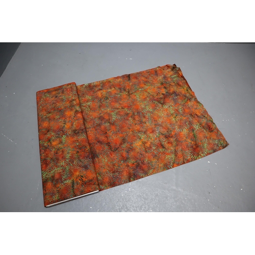 514 - Approx 4mtrs of Orange and Multi-Coloured Sunflower Patterned Quality Material