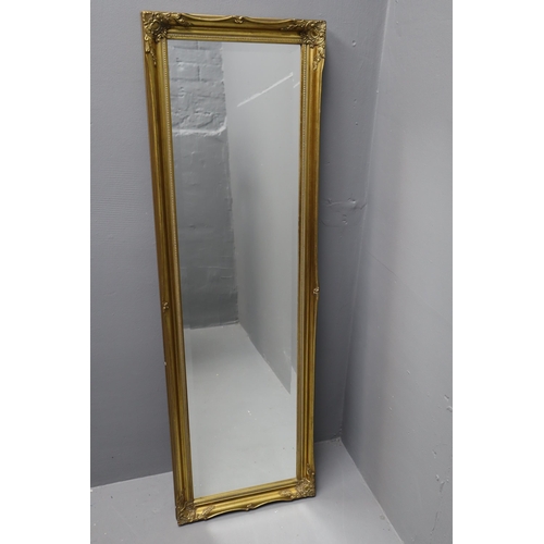 390 - Long Gilt Framed Wall Mirror with Bevelled Edge (49” x 14.5”)