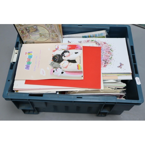 393 - Large selection of mainly cards and card making materials and DVDs plus boxes and other items